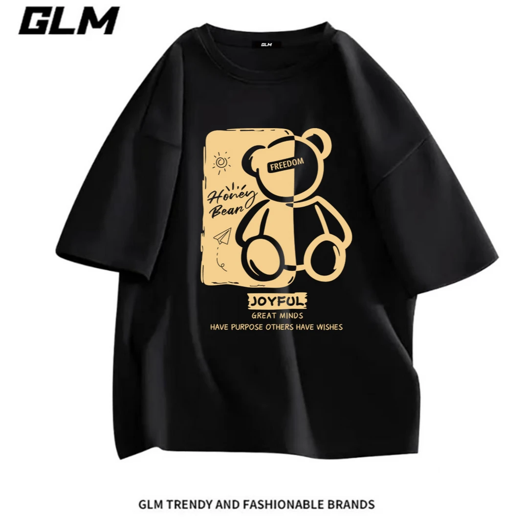 GLM韩版纯棉t恤男女夏季港风印花宽松百搭圆领半袖打底衫—复合5款