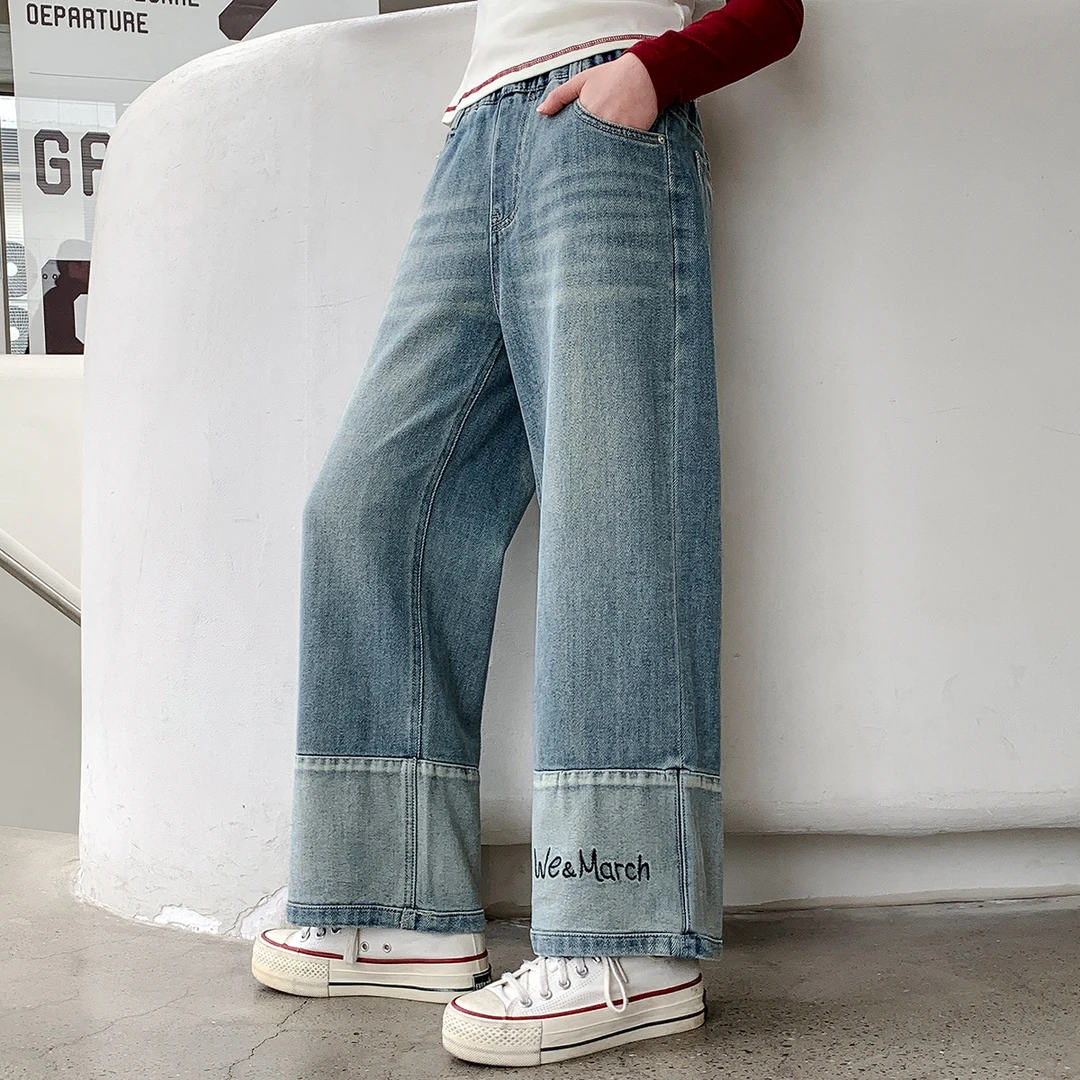 女童春装牛仔裤2025款女大童春季阔腿裤儿童裤子九分裤DY60577