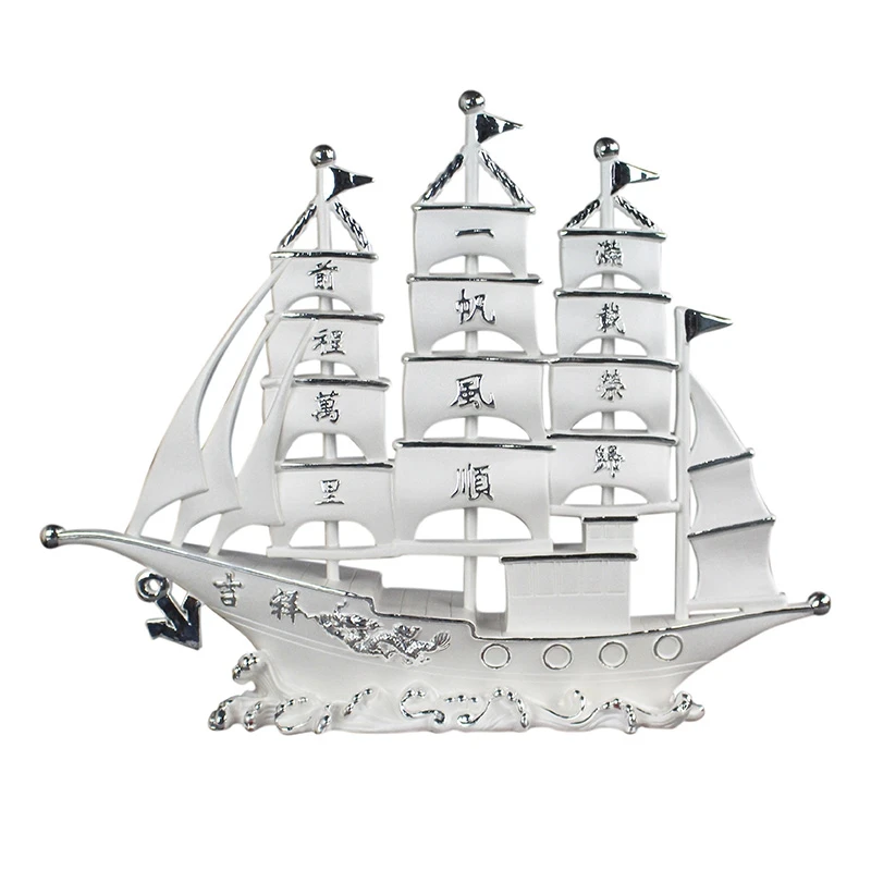 足银银制品 足银999手工创意一帆风顺帆船摆件银色素款设计装饰