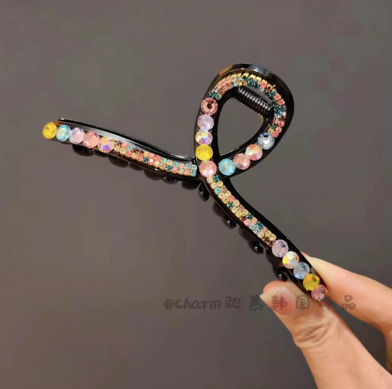 韩版施家水晶大号抓夹后脑勺抓夹盘发发夹碎发夹高级感上档次抓夹