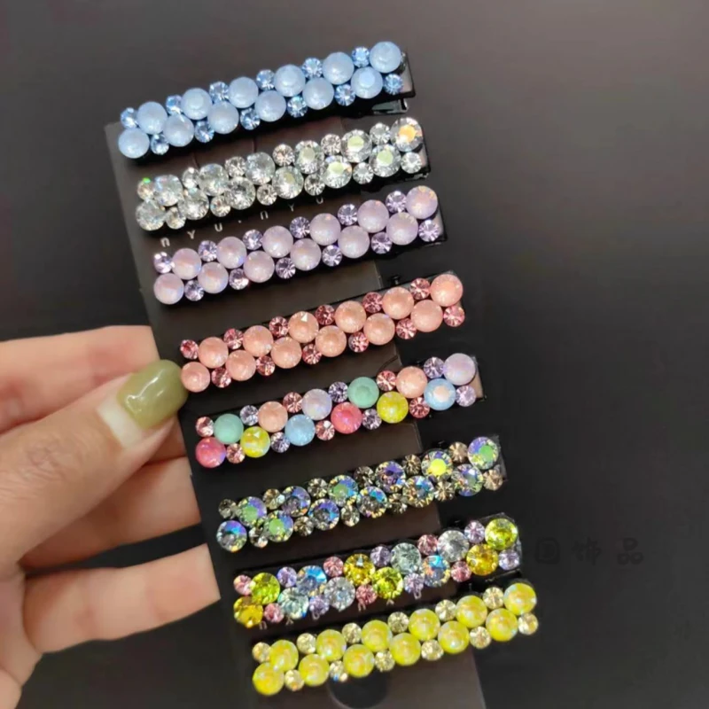 韩国施华钻时尚刘海侧边夹鸭嘴夹网红爆款刘海夹一字夹韩版碎发夹