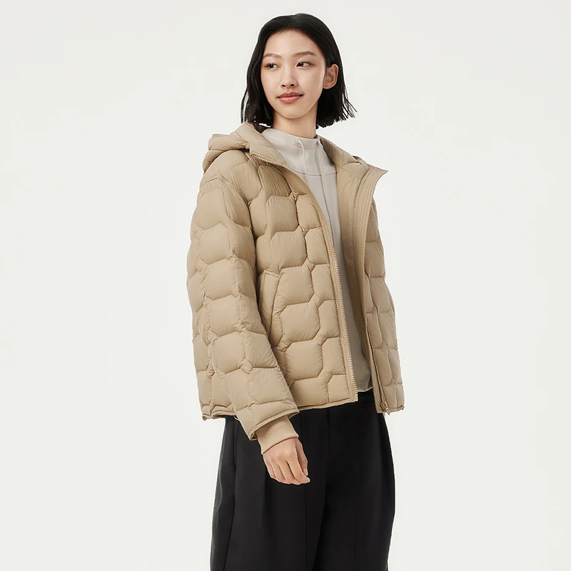 【亚聚专属】坦博尔好羽绒连帽轻薄短款女士羽绒服TBF330216Z