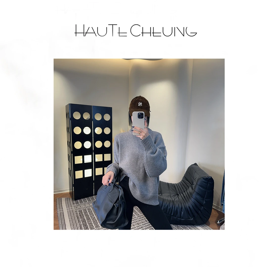 肯豆同款  极简风 半高领 宽松  百搭时尚 毛衣