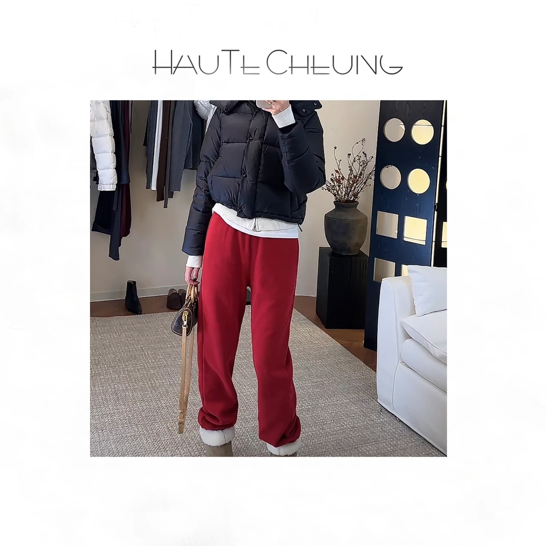 【爆款红色宽松束脚卫裤】圣诞裤百搭网红保暖裤B127