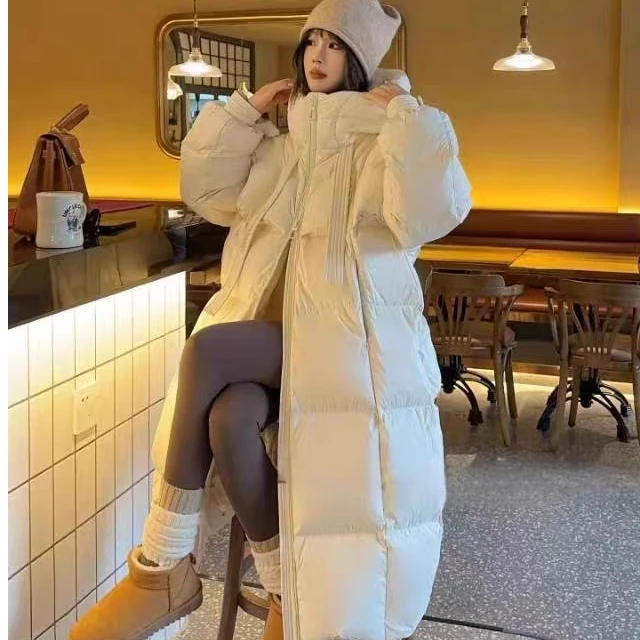 极寒加厚/高充绒！女过膝长款加厚白鹅绒大被子羽绒服M869