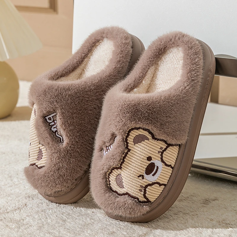 秋冬季儿童毛毛棉拖鞋男童学生卡通亲子防滑厚底室内居家鞋中大童