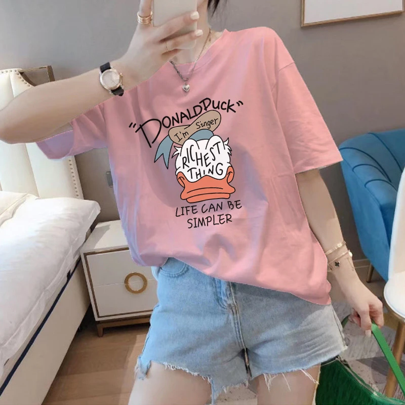 2024新款纯棉短袖t恤女韩版宽松休闲减龄显瘦半袖上衣百搭夏季潮