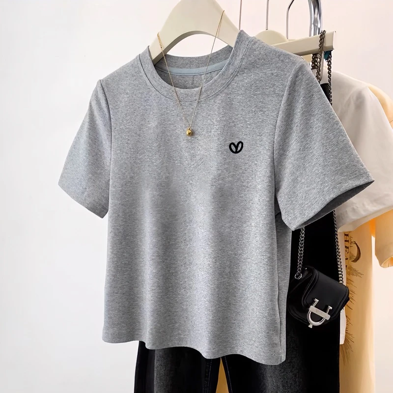 新款短袖t恤女薄款夏季韩版潮宽松正肩圆领半袖女士体恤上衣百搭