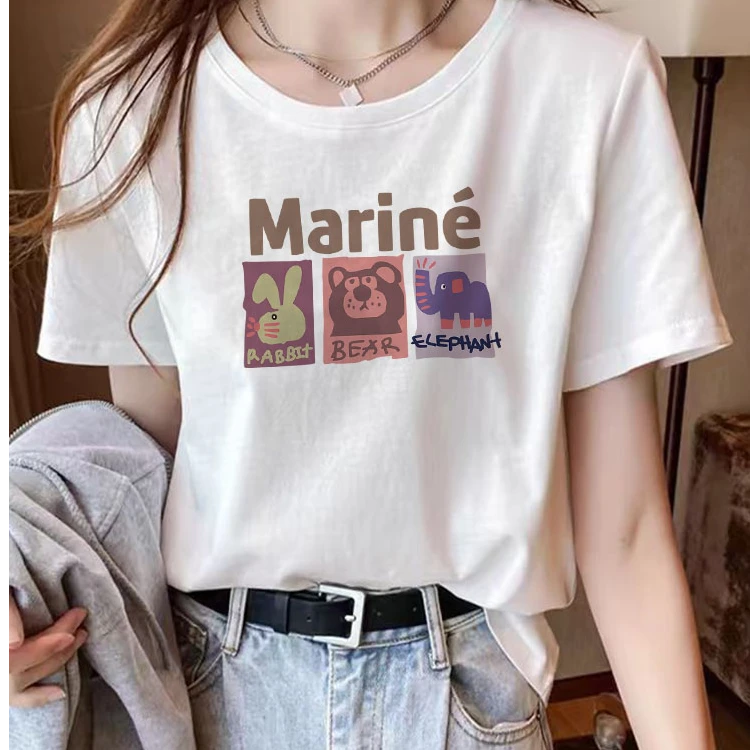 【现货】新款正肩纯棉短袖t恤女时尚百搭休闲白色圆领上衣打底夏季