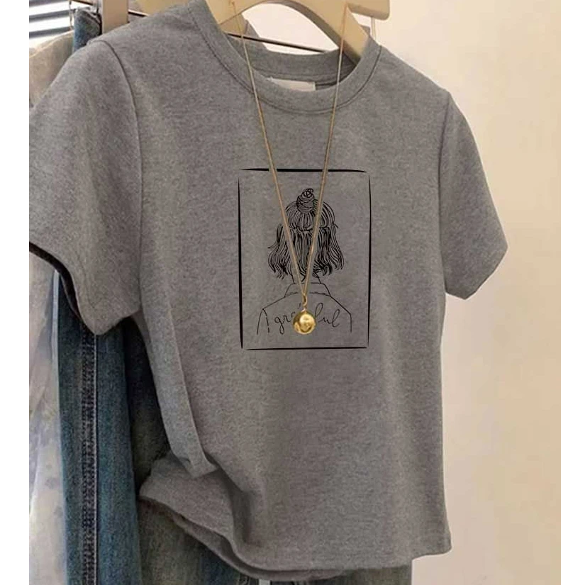 设计感正肩纯棉磨毛短袖t恤女时尚百搭洋气上衣加厚打底衫夏秋季