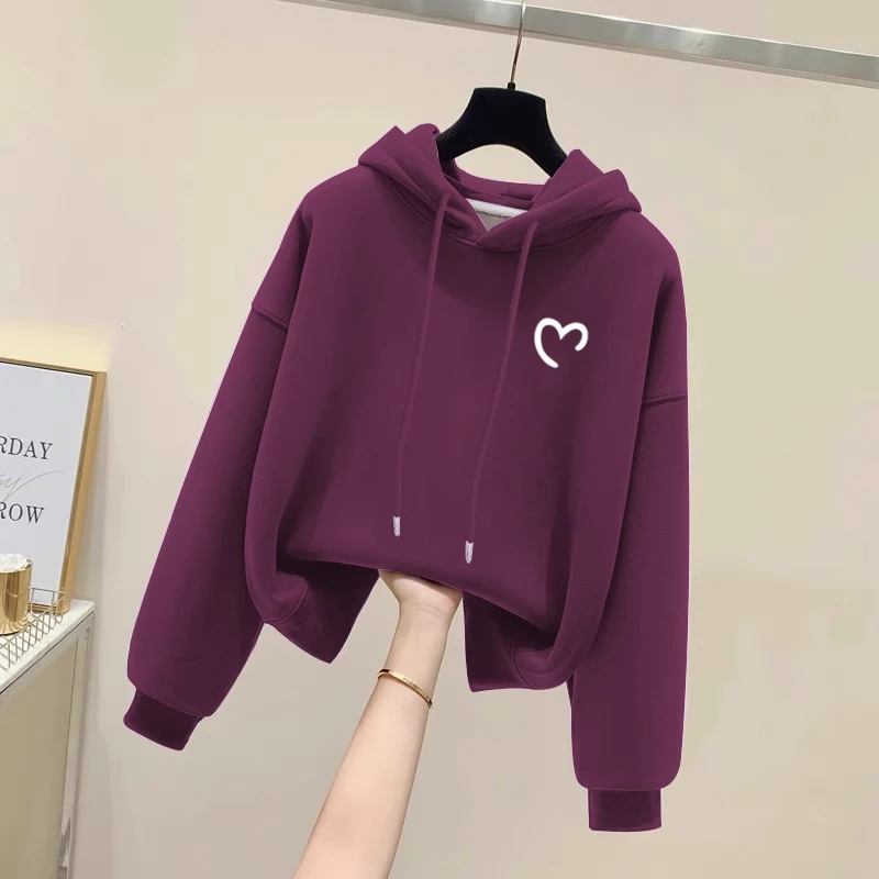 设计感小众秋冬新款2025加绒加厚套头连帽卫衣女短款宽松韩版外套