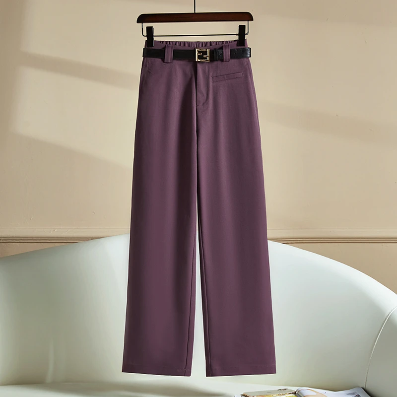 2024秋季新款气质高腰百搭宽松镰刀裤女修身显瘦阔腿直筒休闲长裤