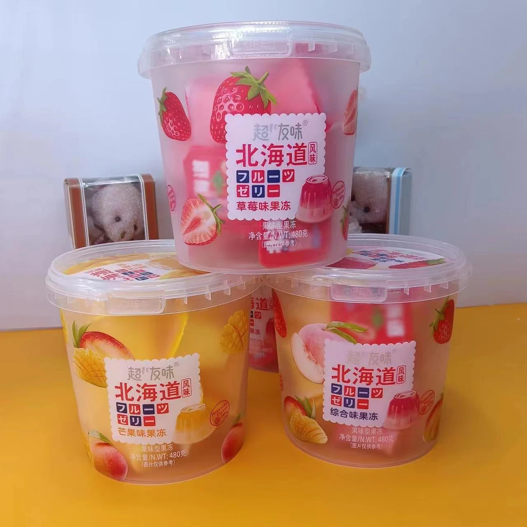 超友味北海道风味果冻480g 草莓芒果综合味休闲办公解馋小零食品