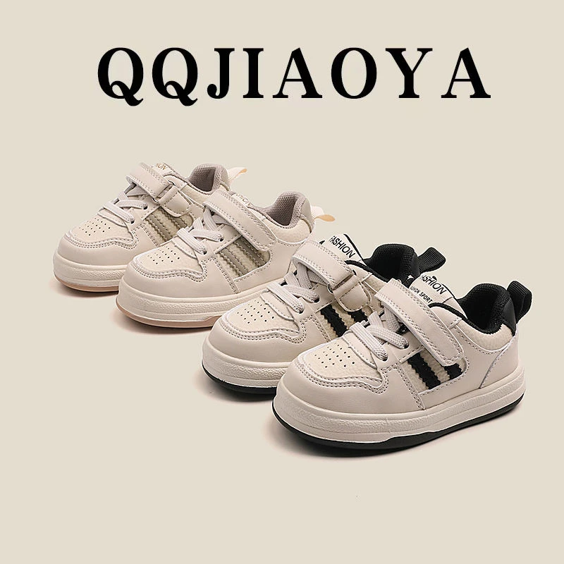 2025春秋新款小童幼儿学步鞋板鞋潮款男女童软底防滑透气白塔潮