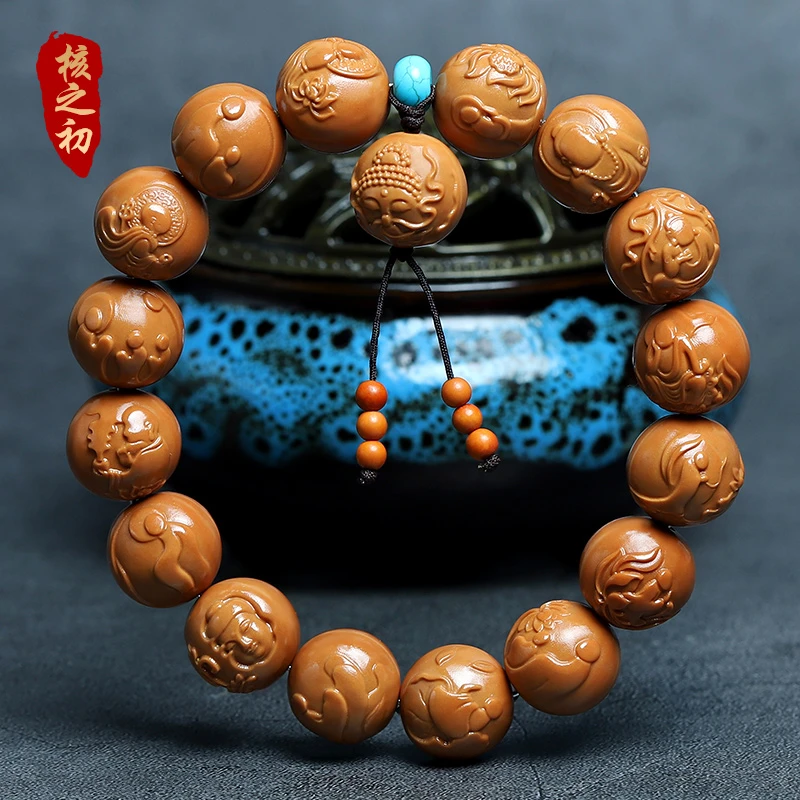 猴头核桃雕刻无相佛手串佛本无相核雕文玩精品猴头浮雕男女手把件