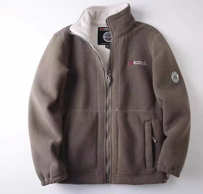 走挪威订单！秋冬男士时尚休闲加厚保暖摇粒绒抓绒夹克外套 上衣
