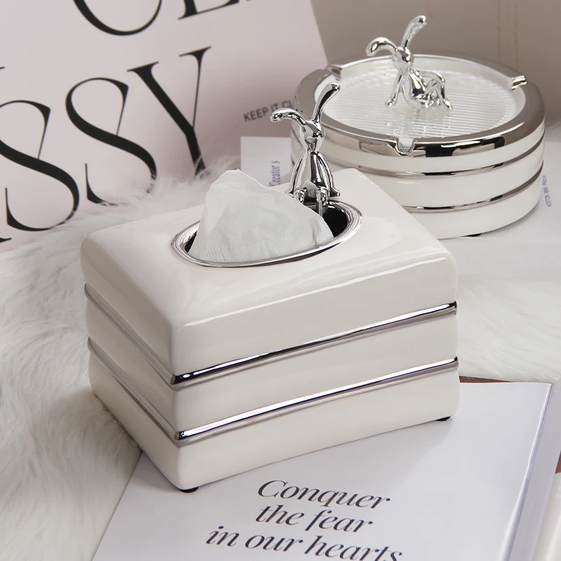 art city/艺泽园ins奶油风长耳兔子纸巾盒家用陶瓷高级感抽纸盒