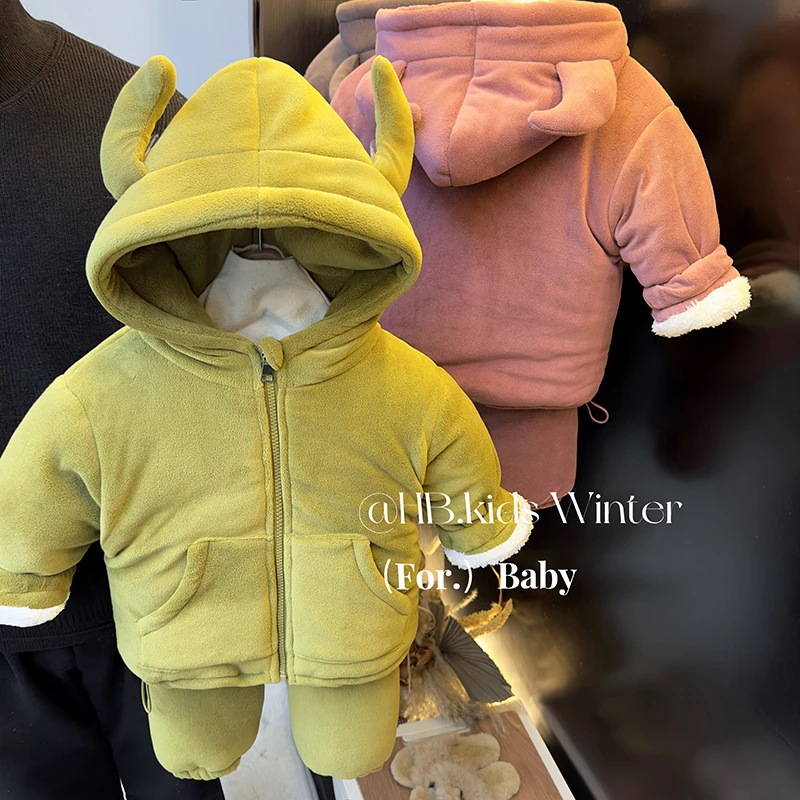 【小怪兽】童装男女童冬装家居服套装宝宝夹棉加厚睡衣两件套保暖