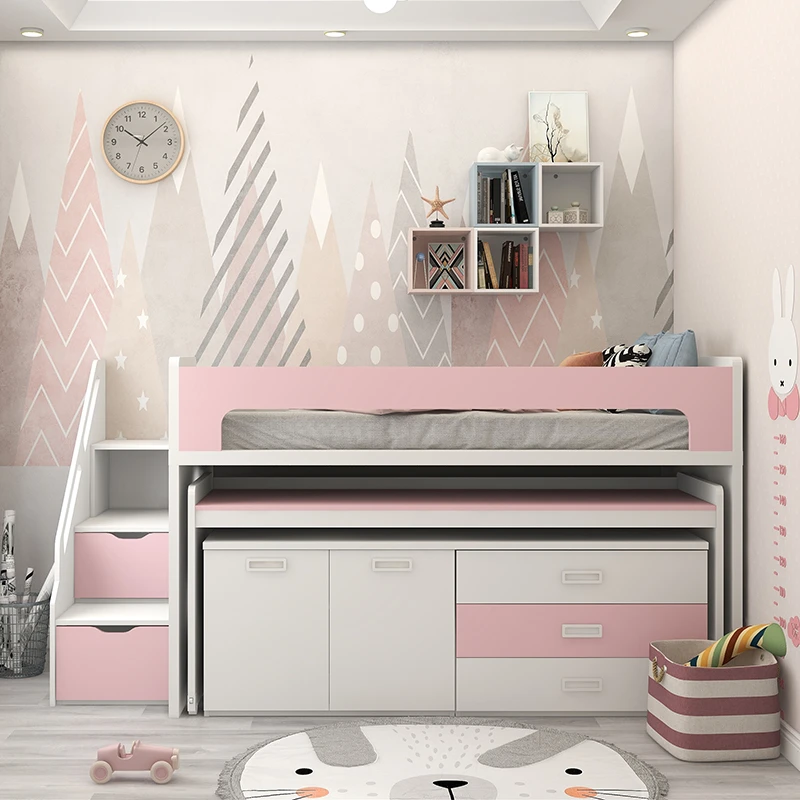 高斯上床下桌半高床多功能组合床衣柜书桌一体式床上床下柜可定制