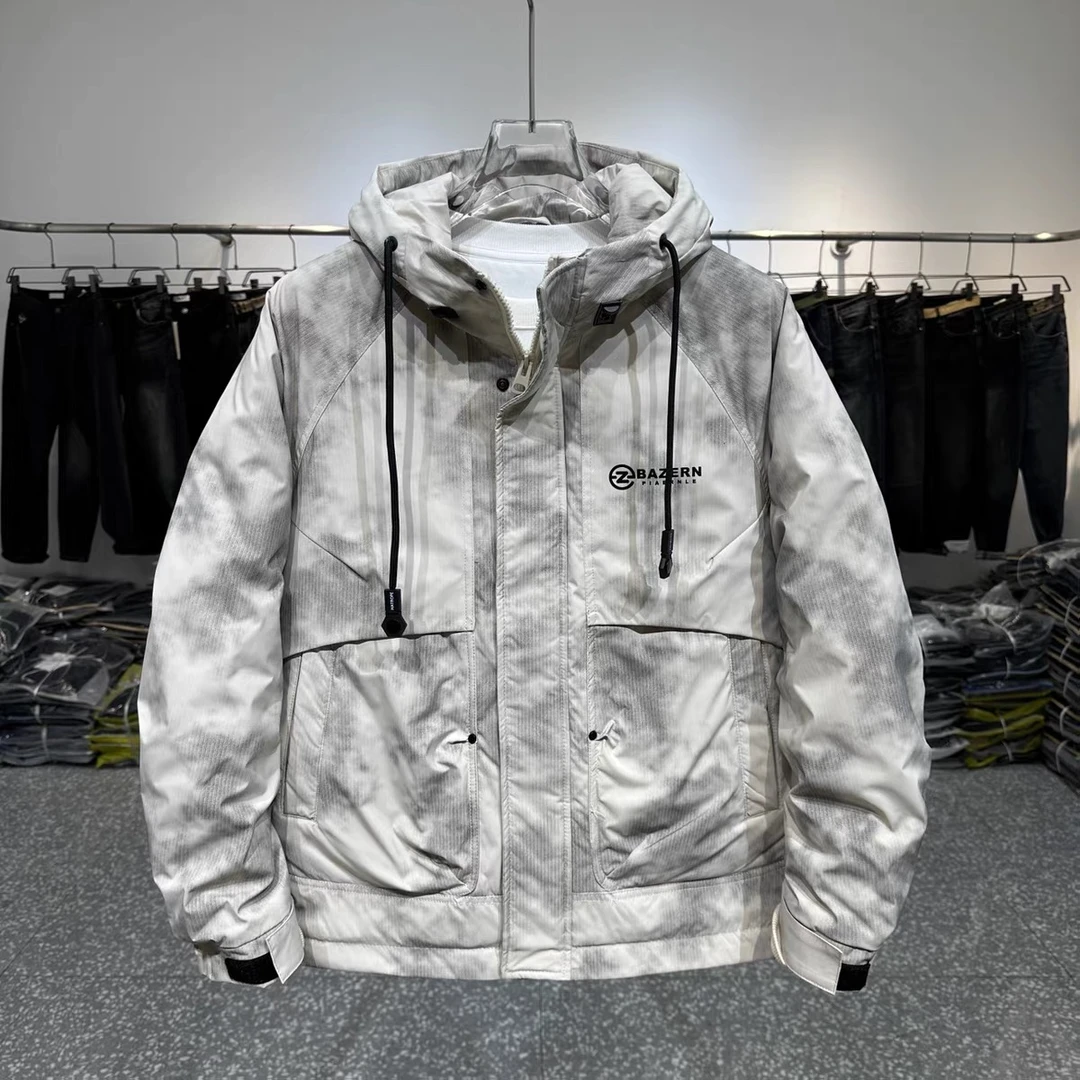 新款男士休闲连帽夹棉外套潮流秋冬韩版二棉上衣