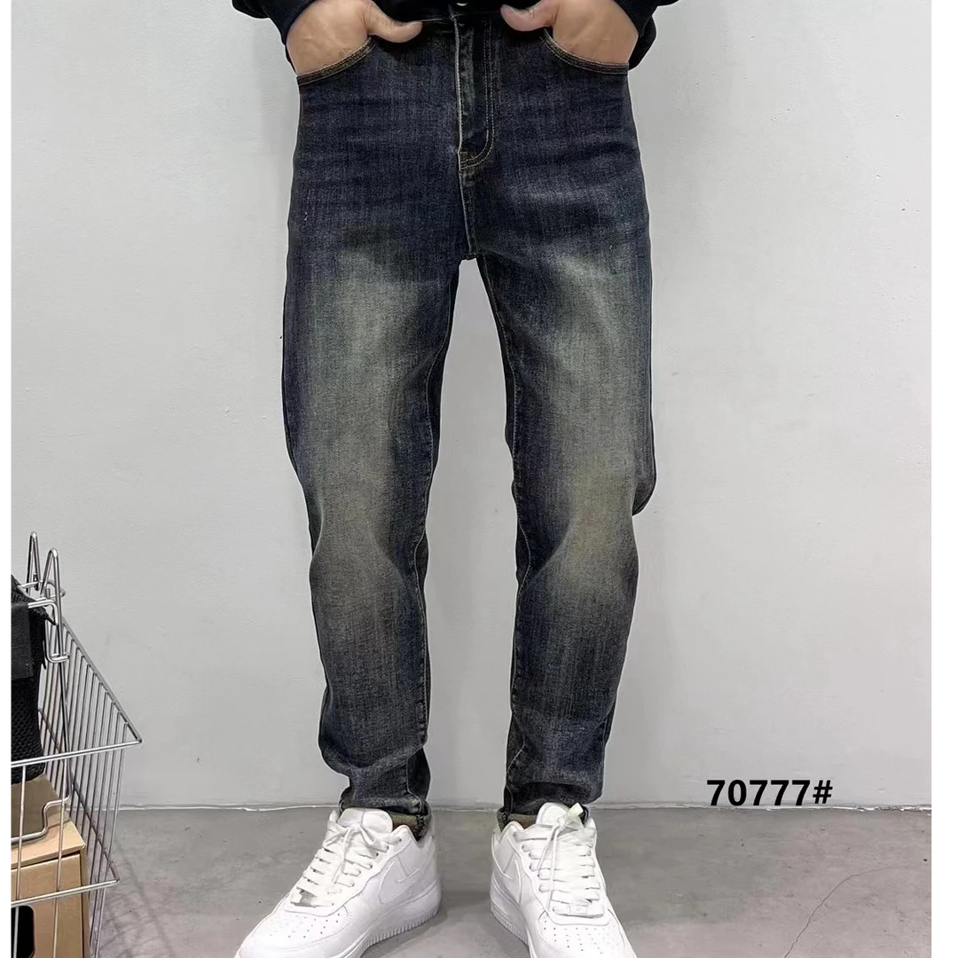 男休闲牛仔裤时尚长裤男士直筒百搭秋季宽松潮流修身水洗70777