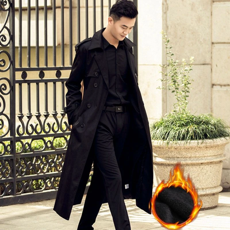 秋冬战壕风衣男帅气英伦风超长款过膝加肥大码宽松高级感外套潮流