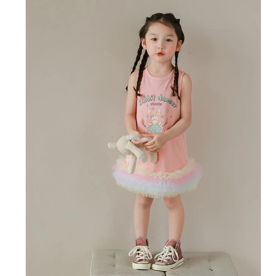 大耳象童装铺女童小兔印花彩虹裙2023夏季新款女宝2303463
