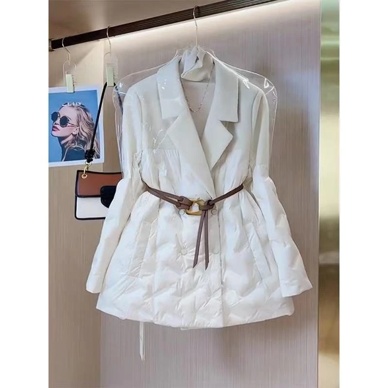 2024冬装四季青拼接系腰带收腰显瘦外套2266