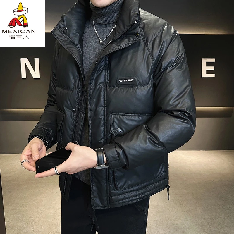 稻草人男士百搭立领羽绒服加厚休闲保暖冬季潮流优质时尚轻薄外套