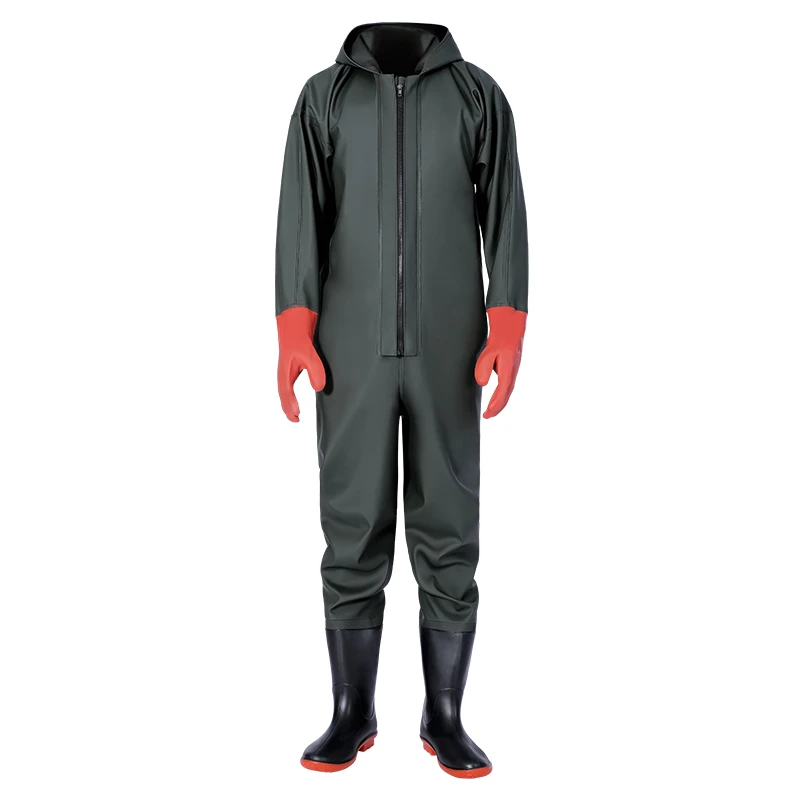 下水裤连体钓鱼服加厚耐磨水裤水鞋连体雨衣挖藕服水叉下水裤男款