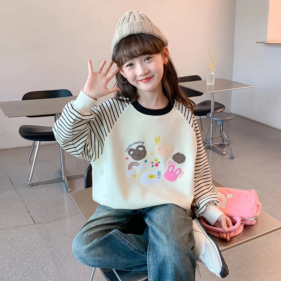 女童2025春秋季新款儿童长袖女孩打底韩版洋气圆领休闲春秋Q12601