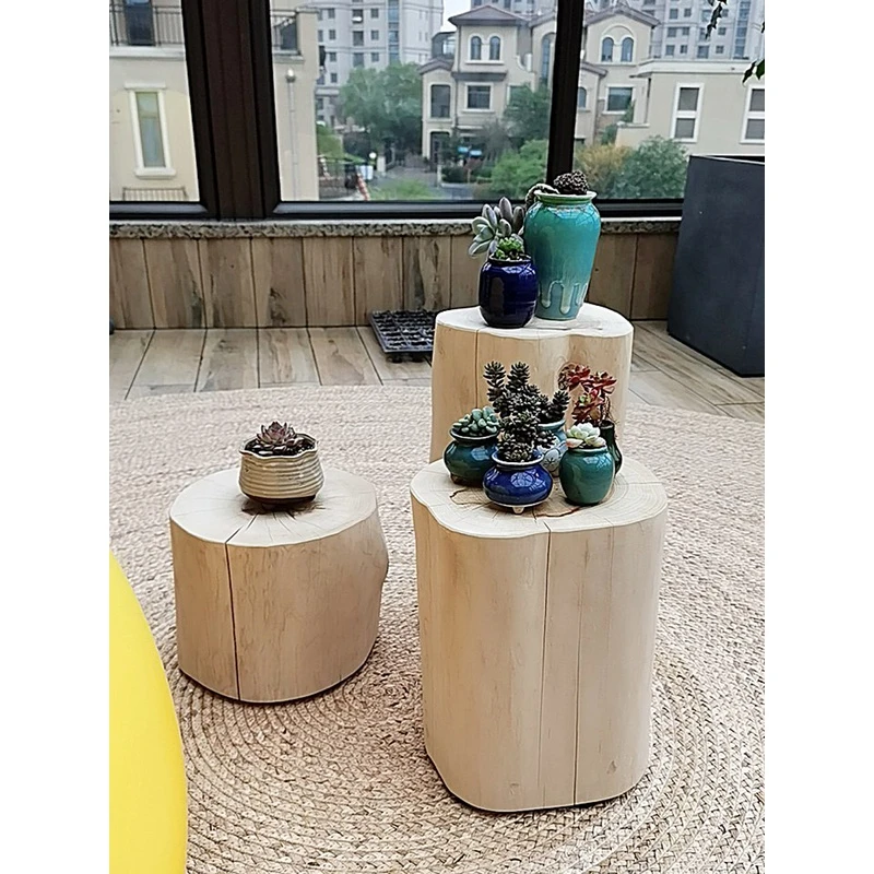 木凳实木花架木墩子置物架凳子原木花瓶底座树桩北欧简约边几装饰