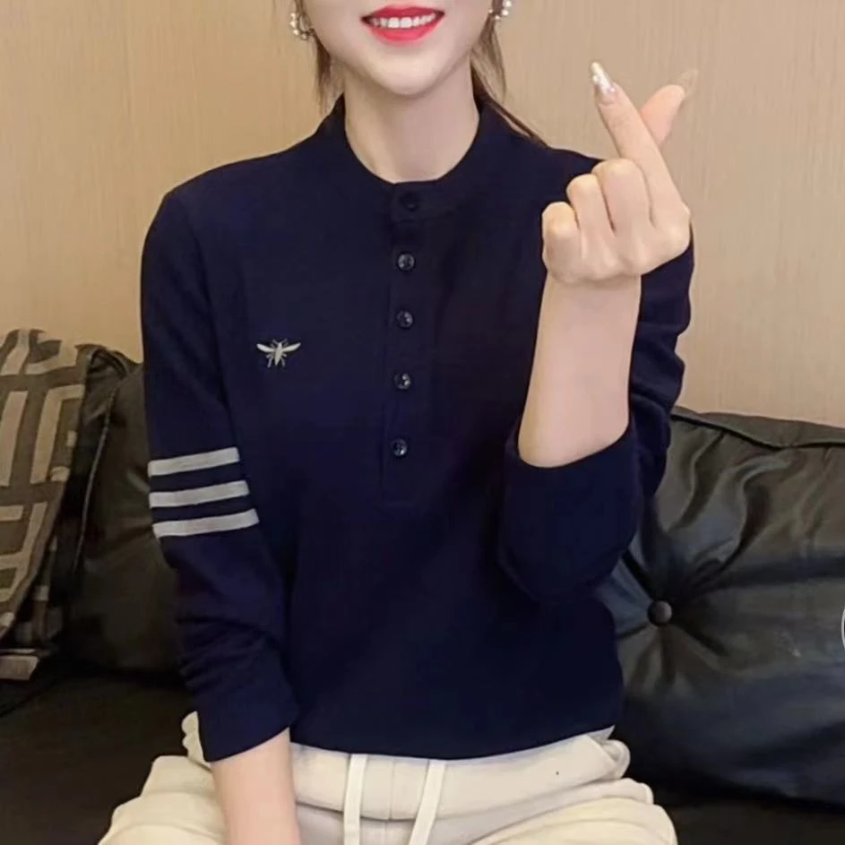 2024冬季时尚洋气精选新款双面绒圆领休闲刺绣长袖显瘦上衣F9187