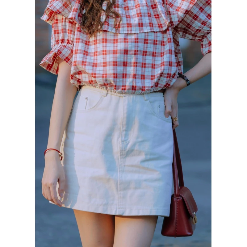 现货清货【一生罗曼】高腰A字包臀短裙 B093