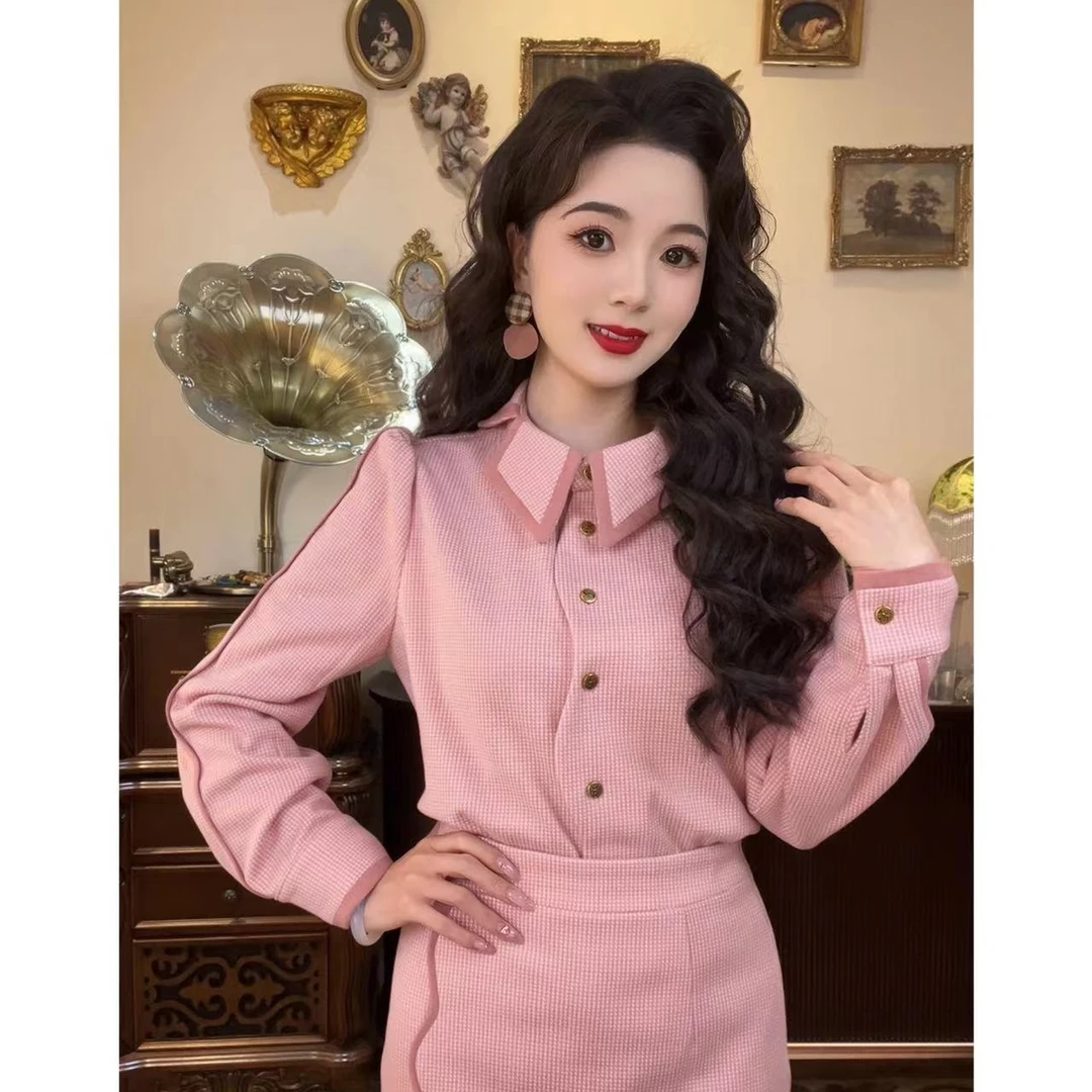 【思思港风】小众别致撞色领设计感衬衫Y2595