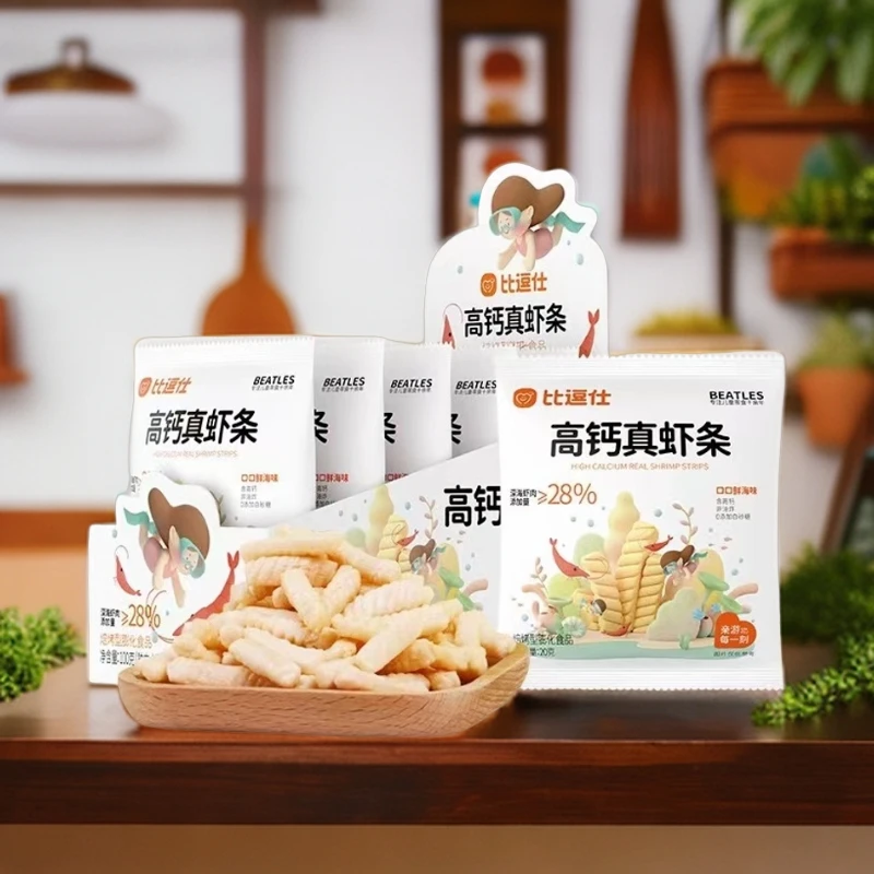 （6包）比逗仕高钙真虾条虾片虾肉添加非油炸