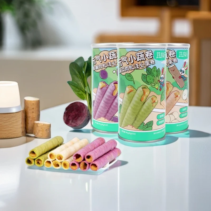【2罐】肉松小蔬卷夹心蛋卷蔬菜肉松卷60克/桶零食辅食谱酥脆好吃