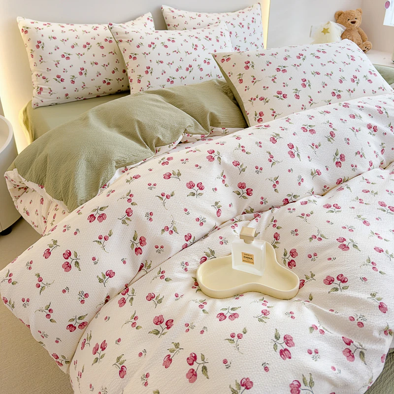 A类母婴级被罩提花泡泡棉单被套水洗印花学生宿舍床单被套学生