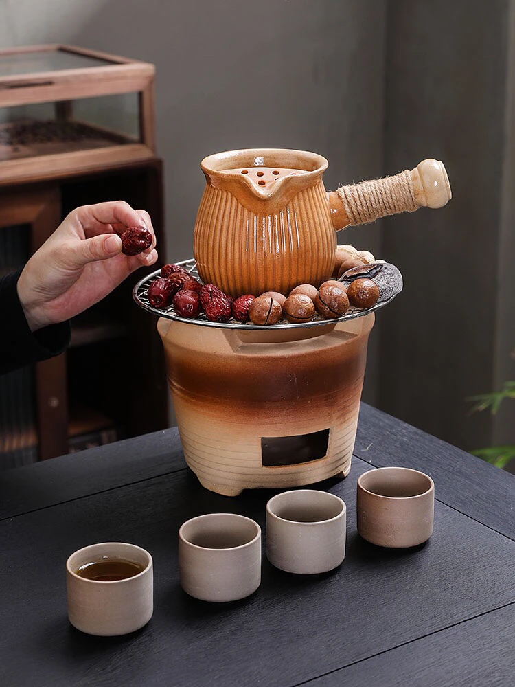 云南罐罐鲜花烤奶茶壶防烫围炉煮茶壶碳炉烤奶套装日式茶具茶杯