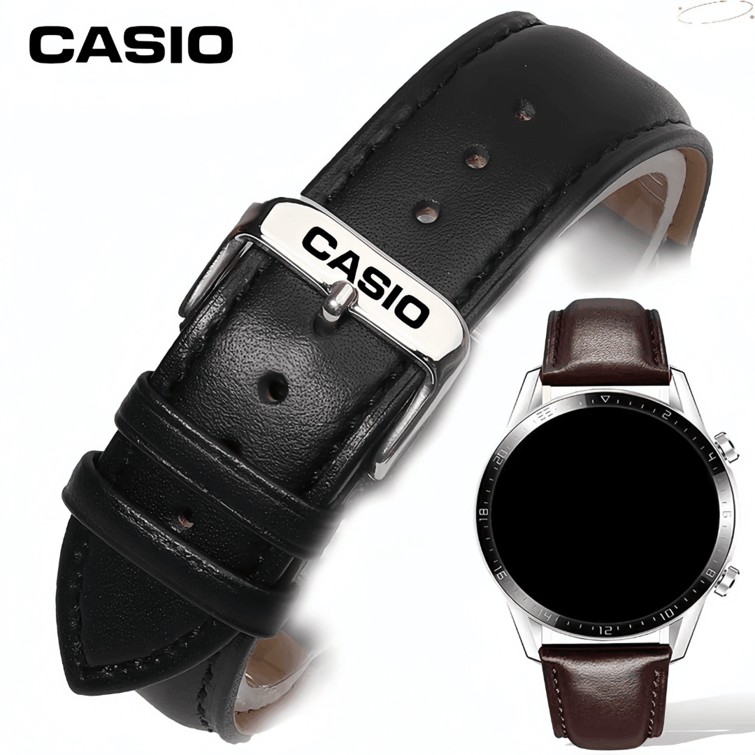 卡西欧表带CASIO原装真皮BEM506EFR-303男女剑鱼蝴蝶扣22mm20表链