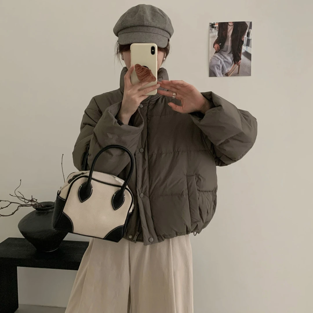 新国标短款韩系羽绒服30122宽松加厚韩版立领冬季时尚百搭ins保暖