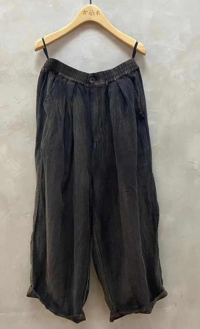 甄选棉麻原创亚麻裤子