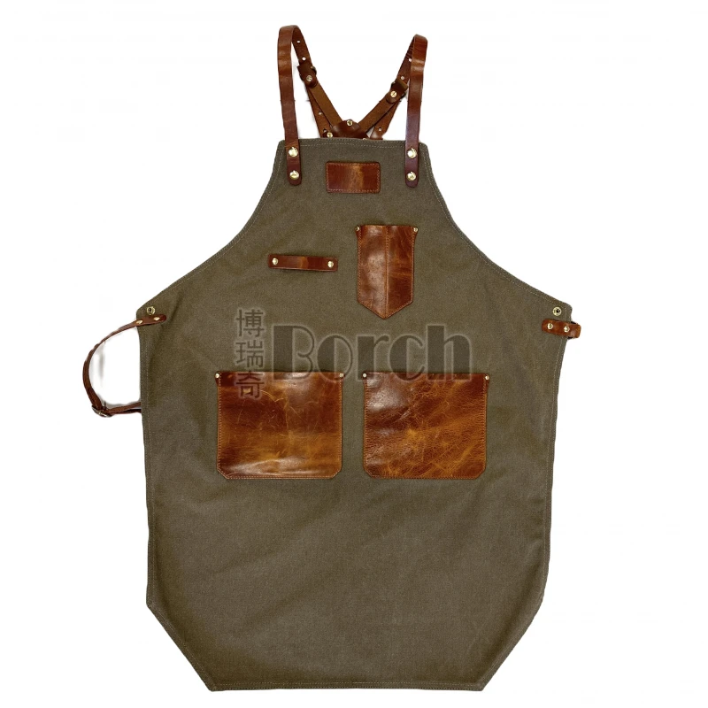 博瑞奇复古头层牛皮围裙帆布家用空间装饰摆件（07051/07052）