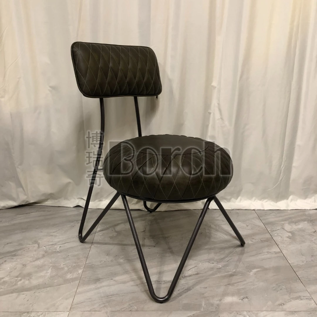 BORCH/博瑞奇头层牛皮真皮深绿色南瓜餐椅（08349）