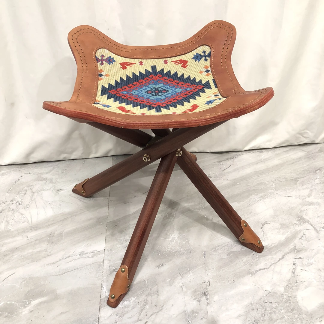 BORCH/博瑞奇真皮四角皮凳折叠凳（08872）