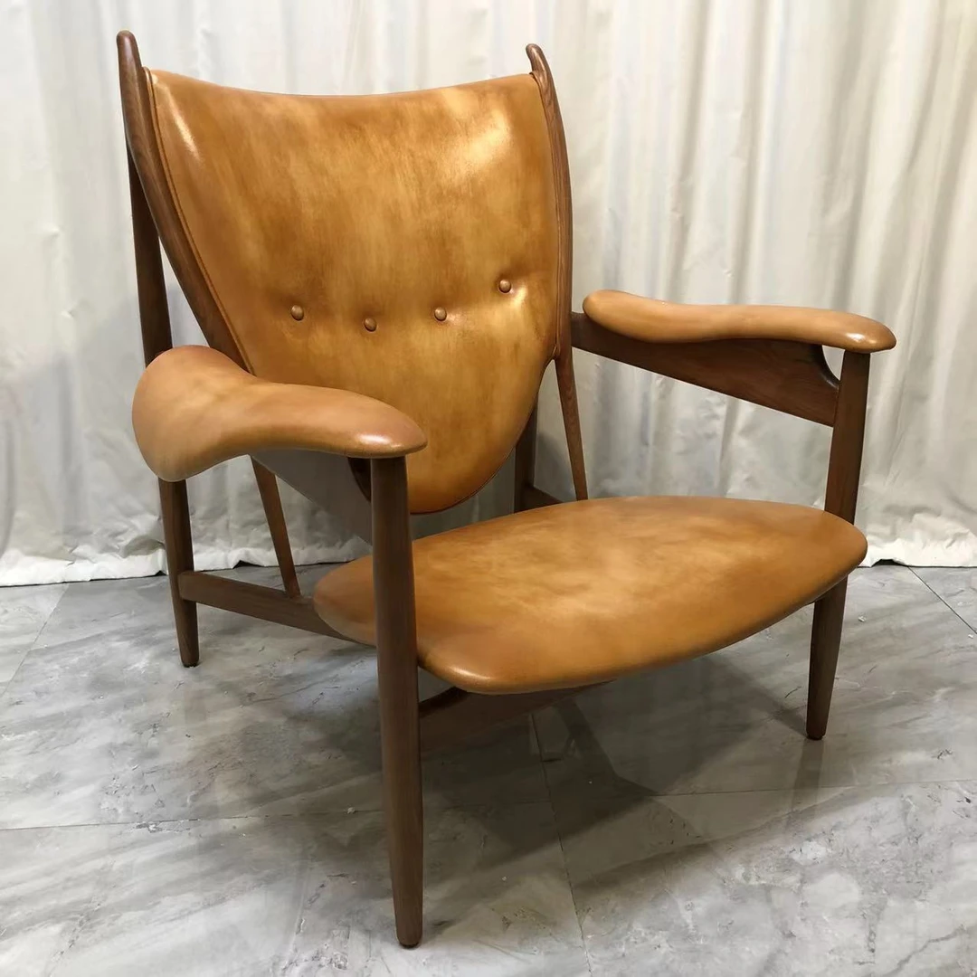 BORCH/博瑞奇头层牛皮真皮白蜡木酋长椅（08490）