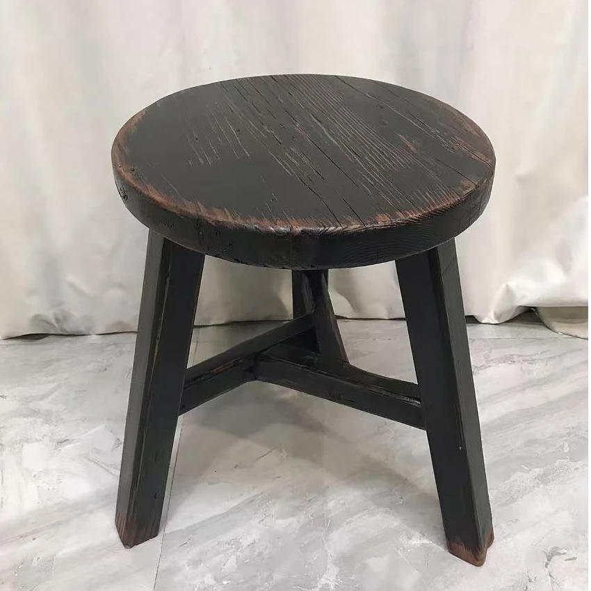 BORCH/博瑞奇老松木复古色圆形木凳圆凳（09002）