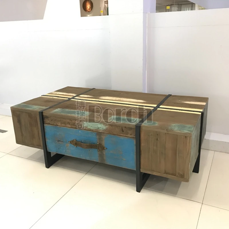 BORCH/博瑞奇老松木铁艺方形茶几（03891）