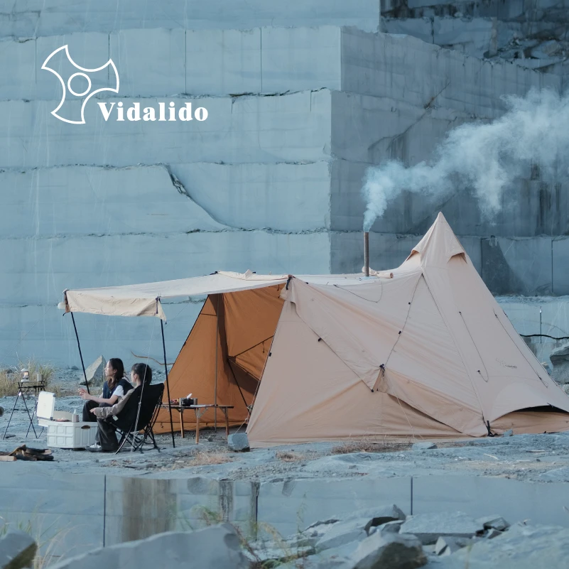 Vidalido4米炎帐户外露营复古金字塔印第安棉布帐篷柴火炉帐篷