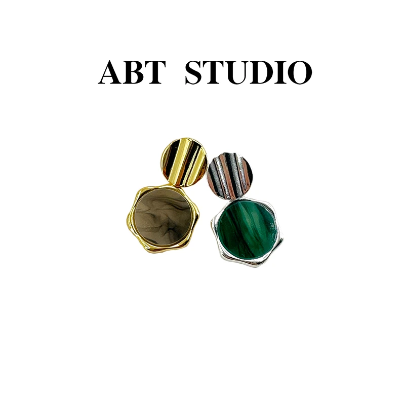 铜合金耳饰 ABT STUDIO不规则泼墨个性云石纹新潮高级感耳钉耳坠